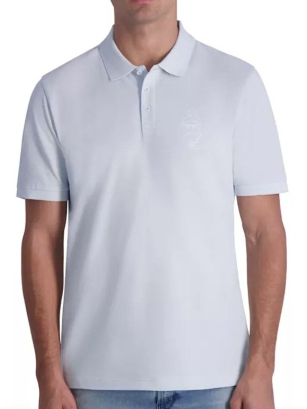 Karl Lagerfeld Paris Men’s Light Blue Polo Shirt Size XXL 100% Cotton Graphic Lo